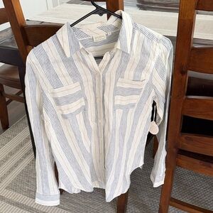 Spartina 449 Callie Linen Boardwalk Striped Long Sleeve Shirt